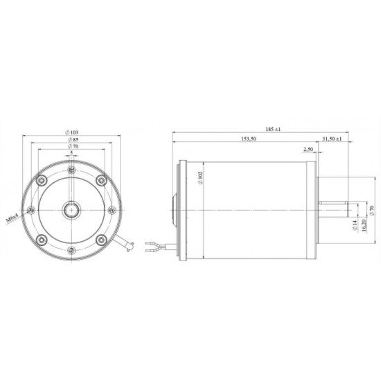 DC Motor 12V DC 300W IEC 71B14, Teng. d=14mm 14001/min. 2A 1Nm Mmax.3Nm IP20 DC Motor 12V DC 300W IEC 71B14, Teng. d=14mm 14001/min. 2A 1Nm Mmax.3Nm IP20